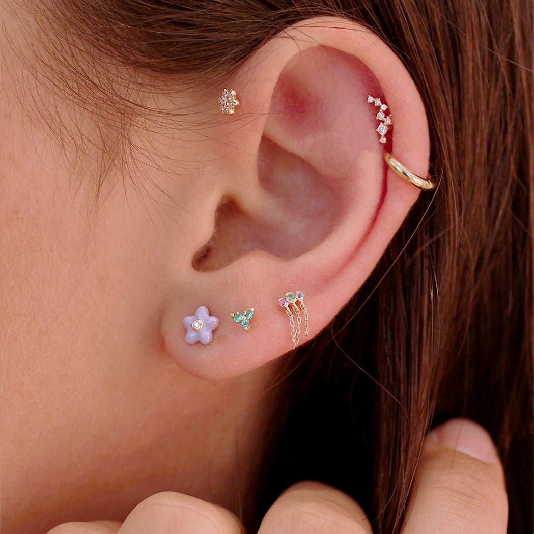 Zellie Ear Piercing - Gold & precious stones