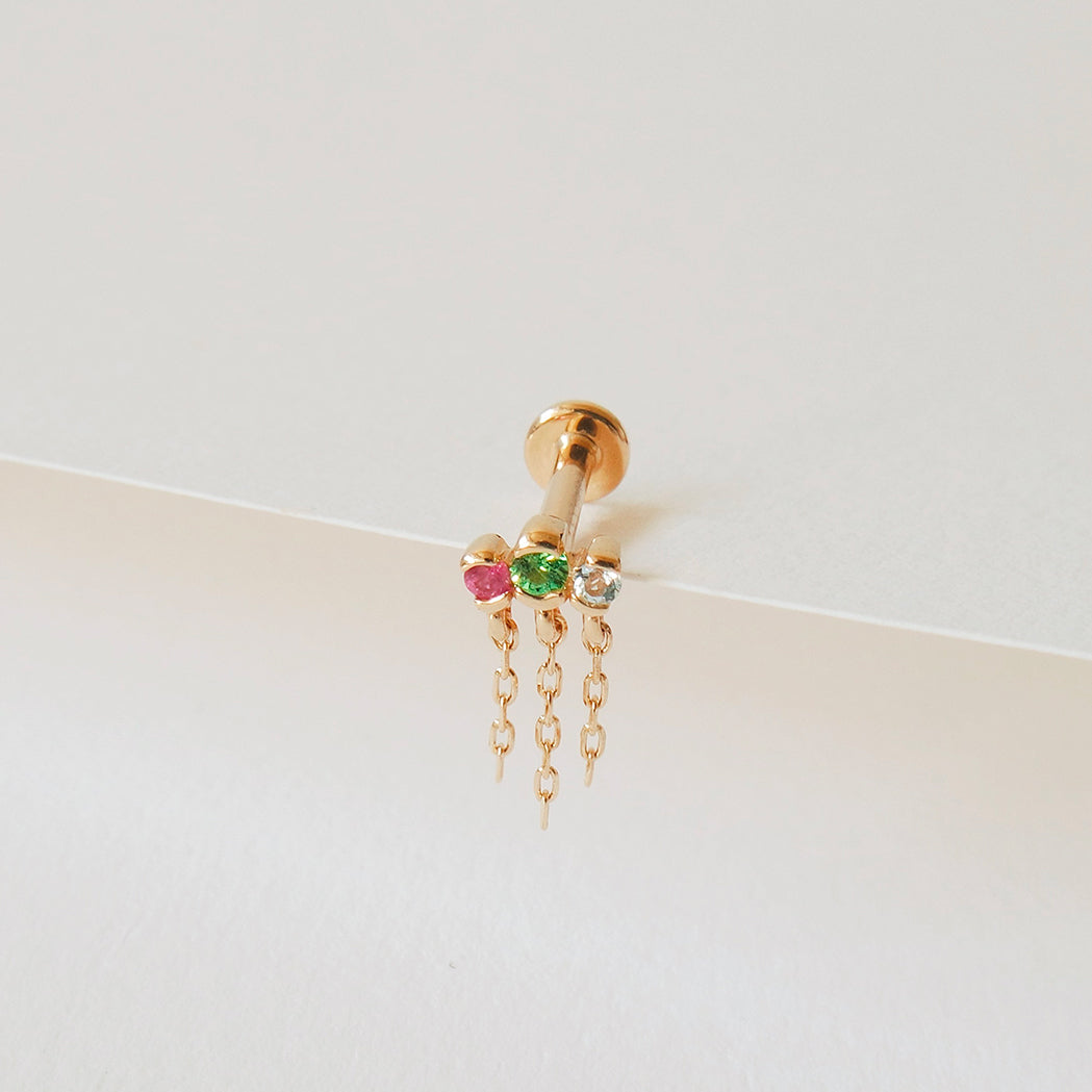 Zellie Ear Piercing - Gold & precious stones