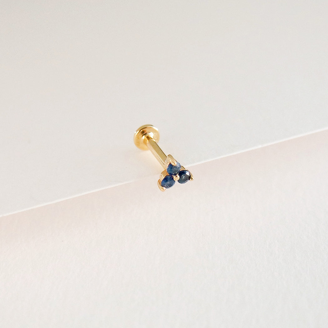 Mini Triade Ohrpiercing - Gold & Saphir