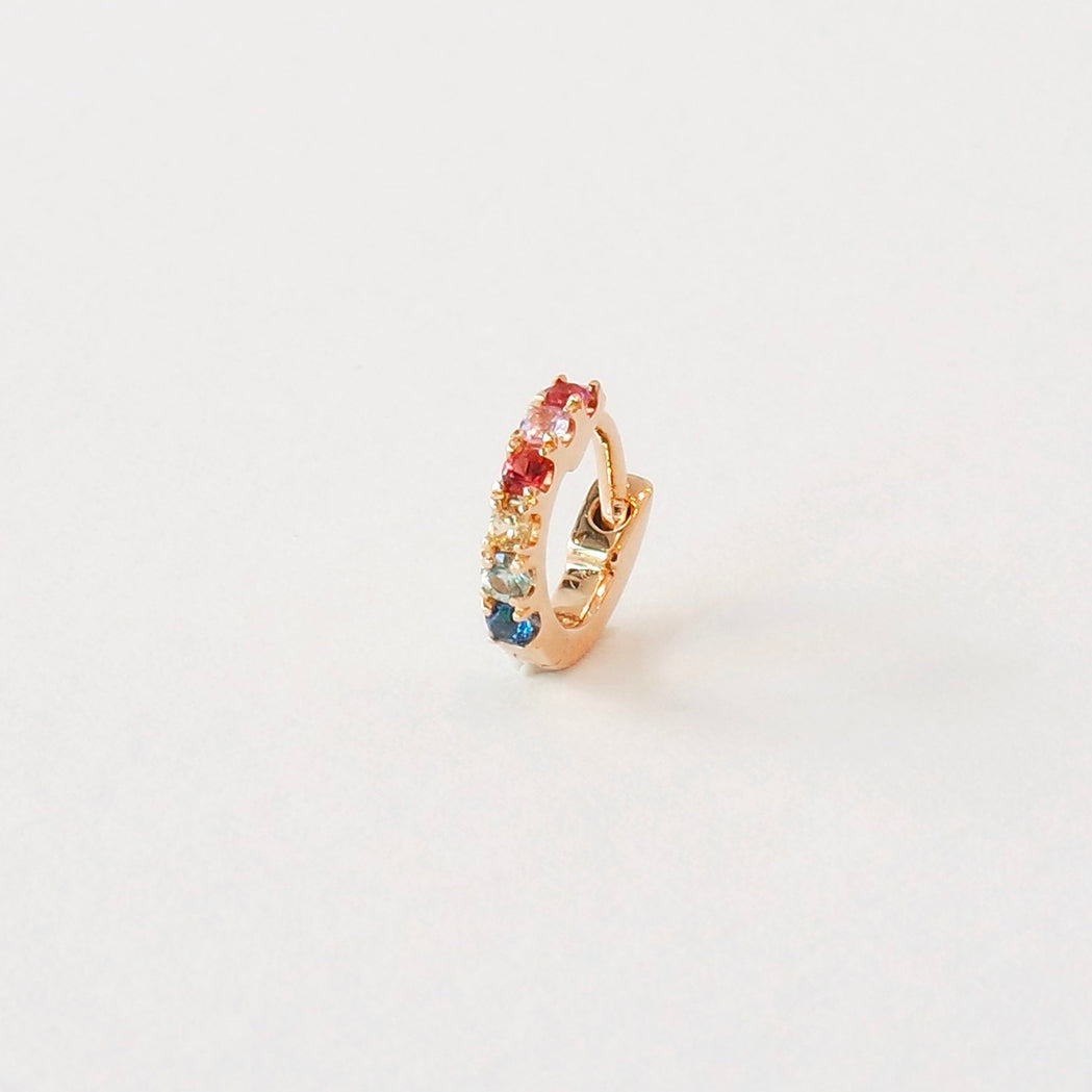 Gold & Sapphires Single Rainbow Hoop - 6 mm