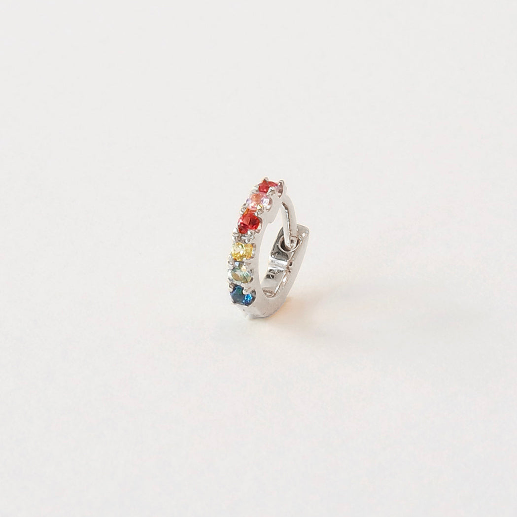 Gold & Sapphires Single Rainbow Hoop - 6 mm