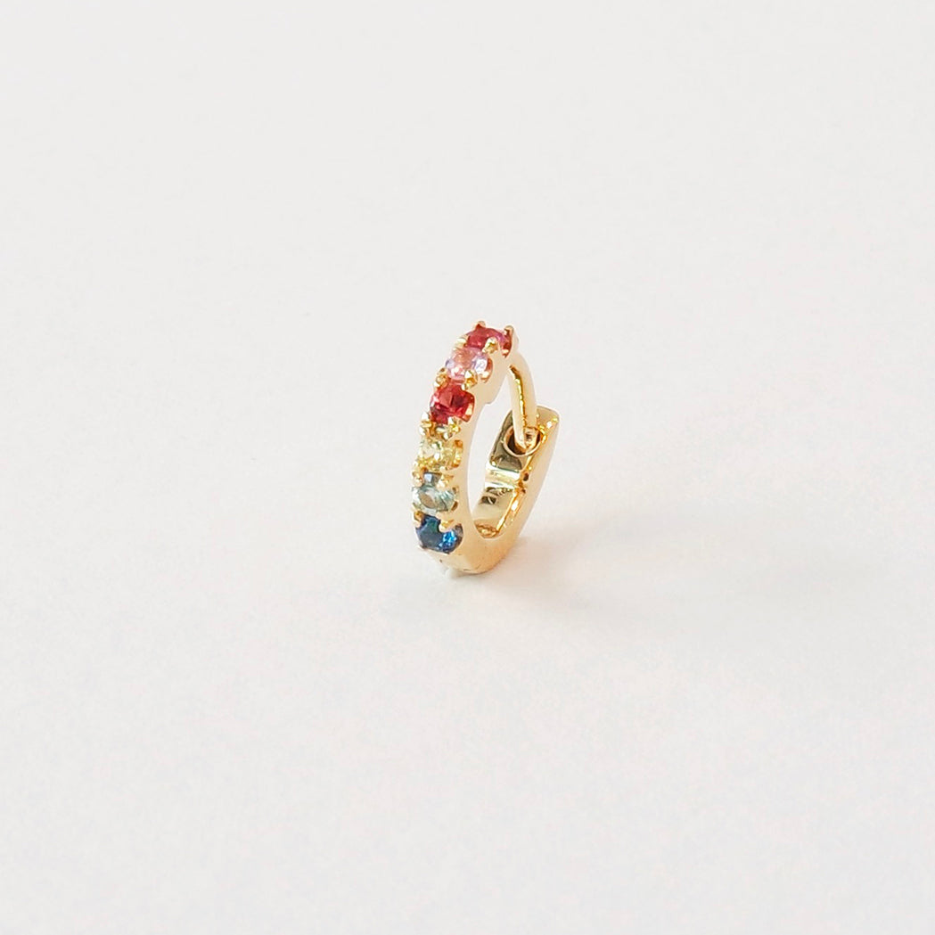 Gold & Sapphires Single Rainbow Hoop - 6 mm