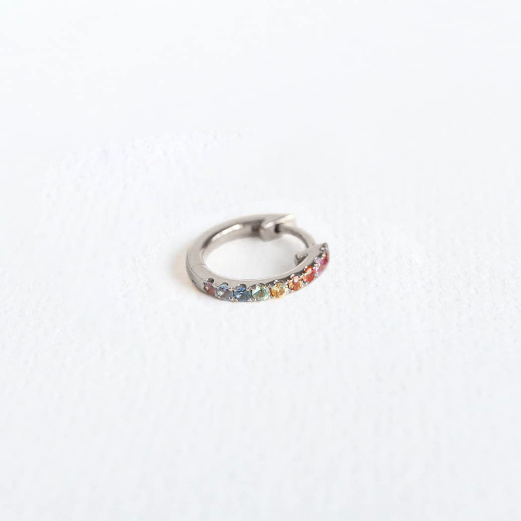 Gold & Saphir Rainbow Creole - 10 mm - Einzeln Verkauf