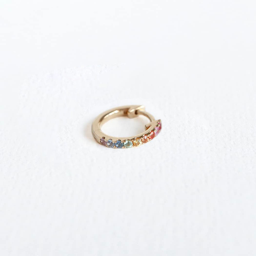 Gold & Saphir Rainbow Creole - 10 mm - Einzeln Verkauf