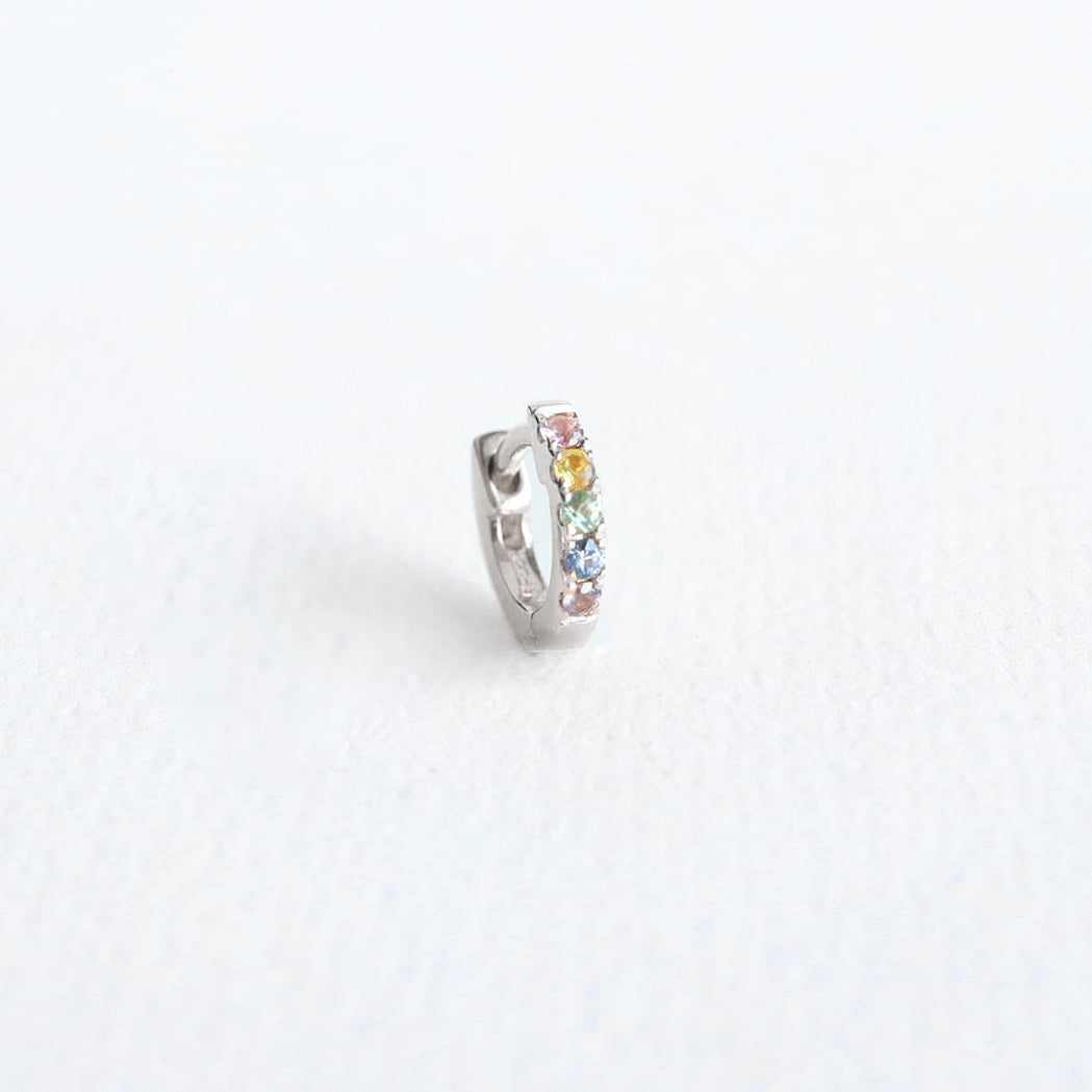 Gold & Sapphires Single Rainbow Hoop - 6 mm