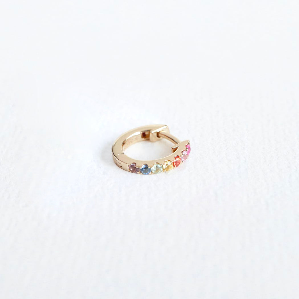 Gold & Sapphires Single Rainbow Hoop - 8 mm