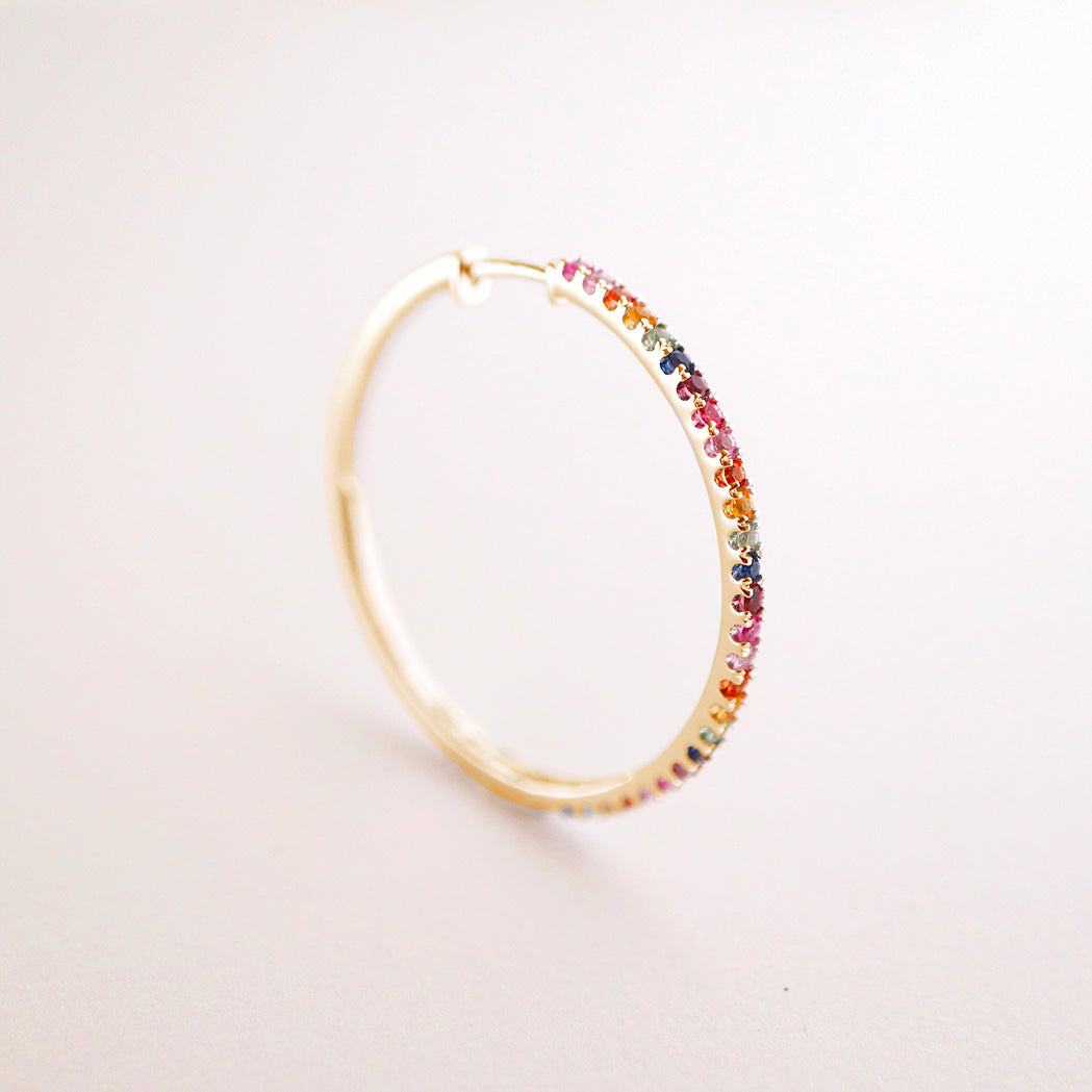 Large Gold Rainbow Hoop Earrings - 30 mm