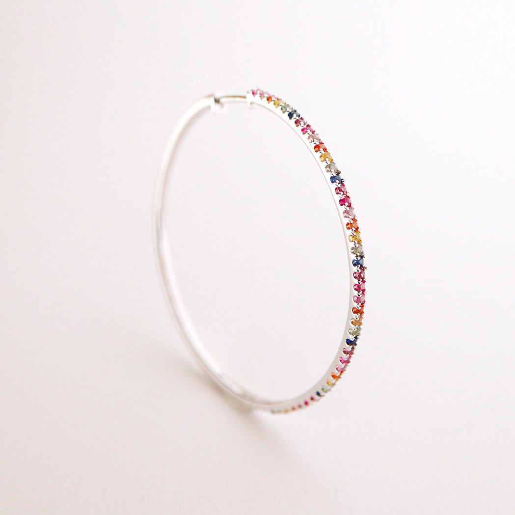 Large Gold Rainbow Hoop Earrings - 45 mm