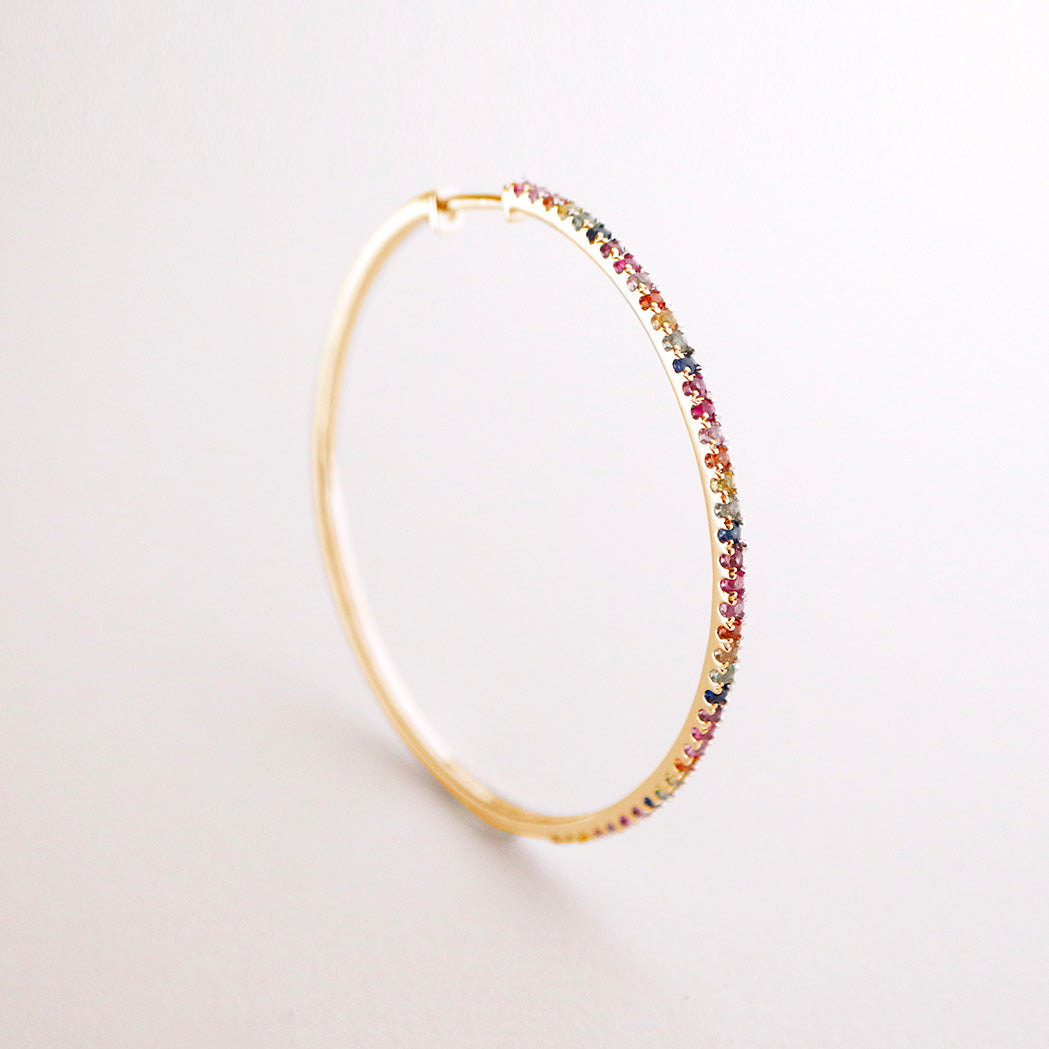 Large Gold Rainbow Hoop Earrings - 45 mm