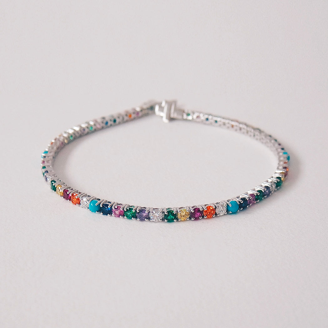 Rainbow Tennis Armband Gold & Edelsteine