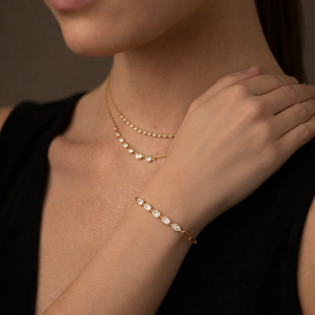 Bracelet Romy Paperclip Or & Diamants