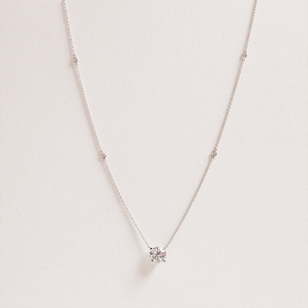 Collier Solitaire Rond - Or & Diamants