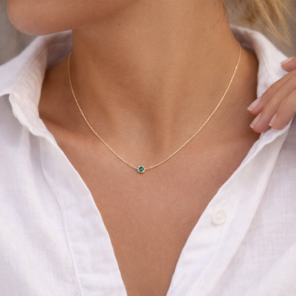 Birthstone Solitaire Necklace - Gold & Birthstone