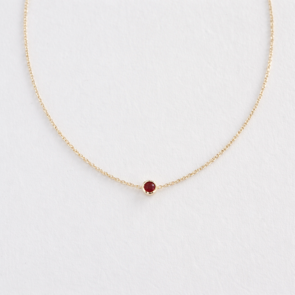 Birthstone Solitaire Necklace - Gold & Birthstone