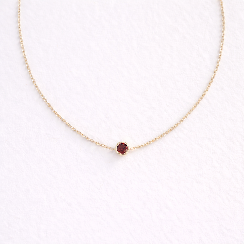 Birthstone Solitaire Necklace - Gold & Birthstone