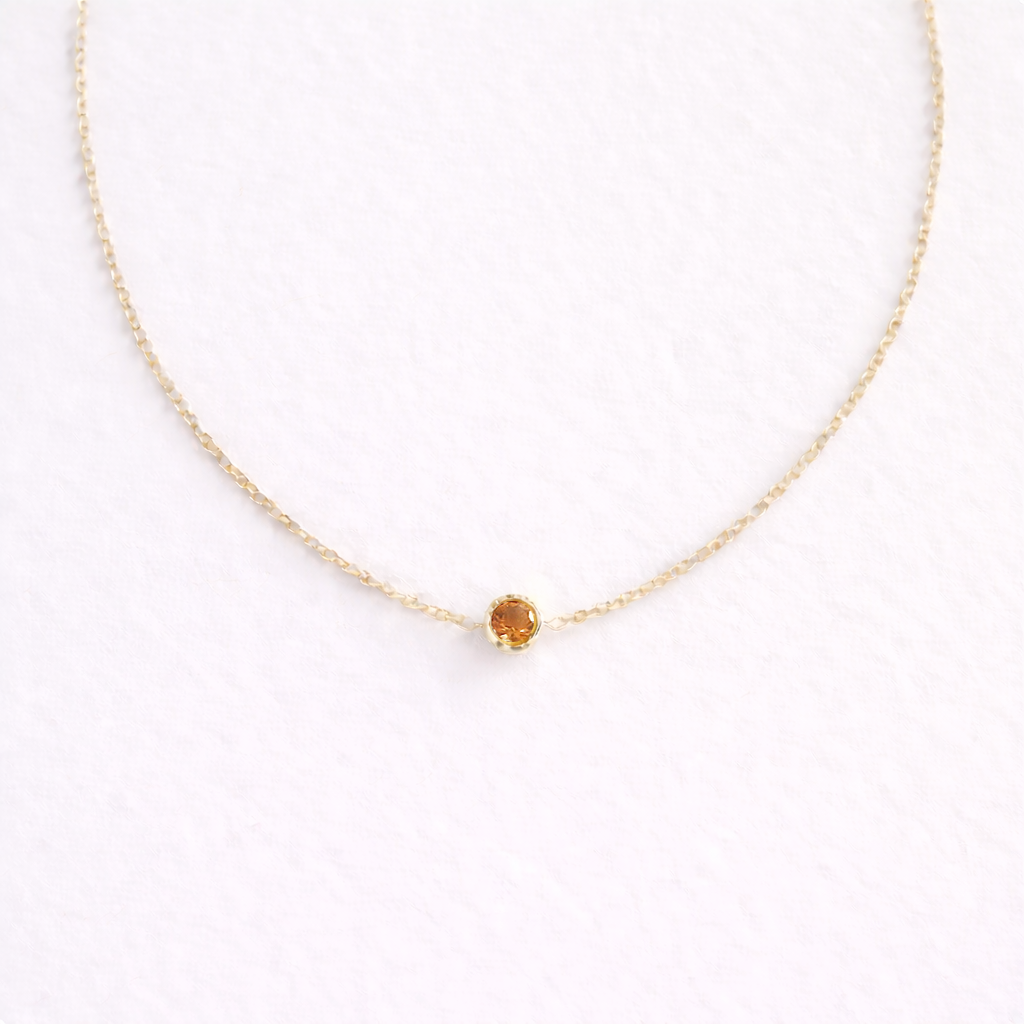 Birthstone Solitaire Necklace - Gold & Birthstone