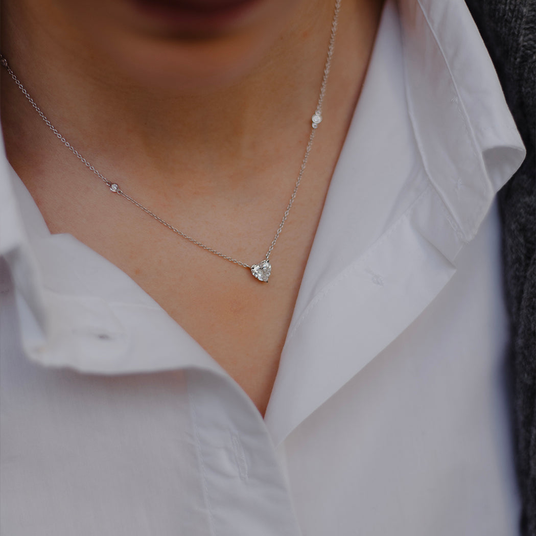 Herz Solitär- Halskette - Gold & Diamanten