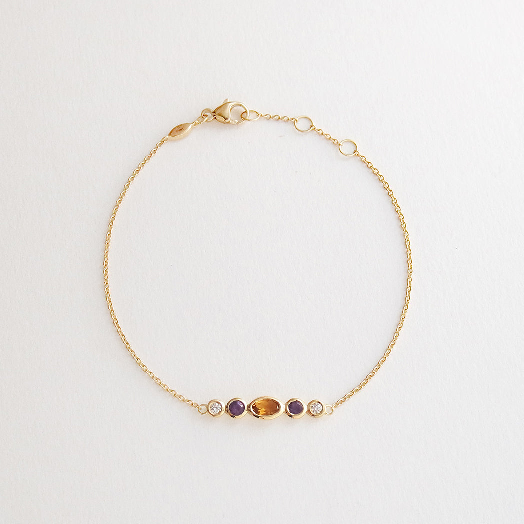 Bracelet Sunset - Or, Citrine, Améthyste et Diamant