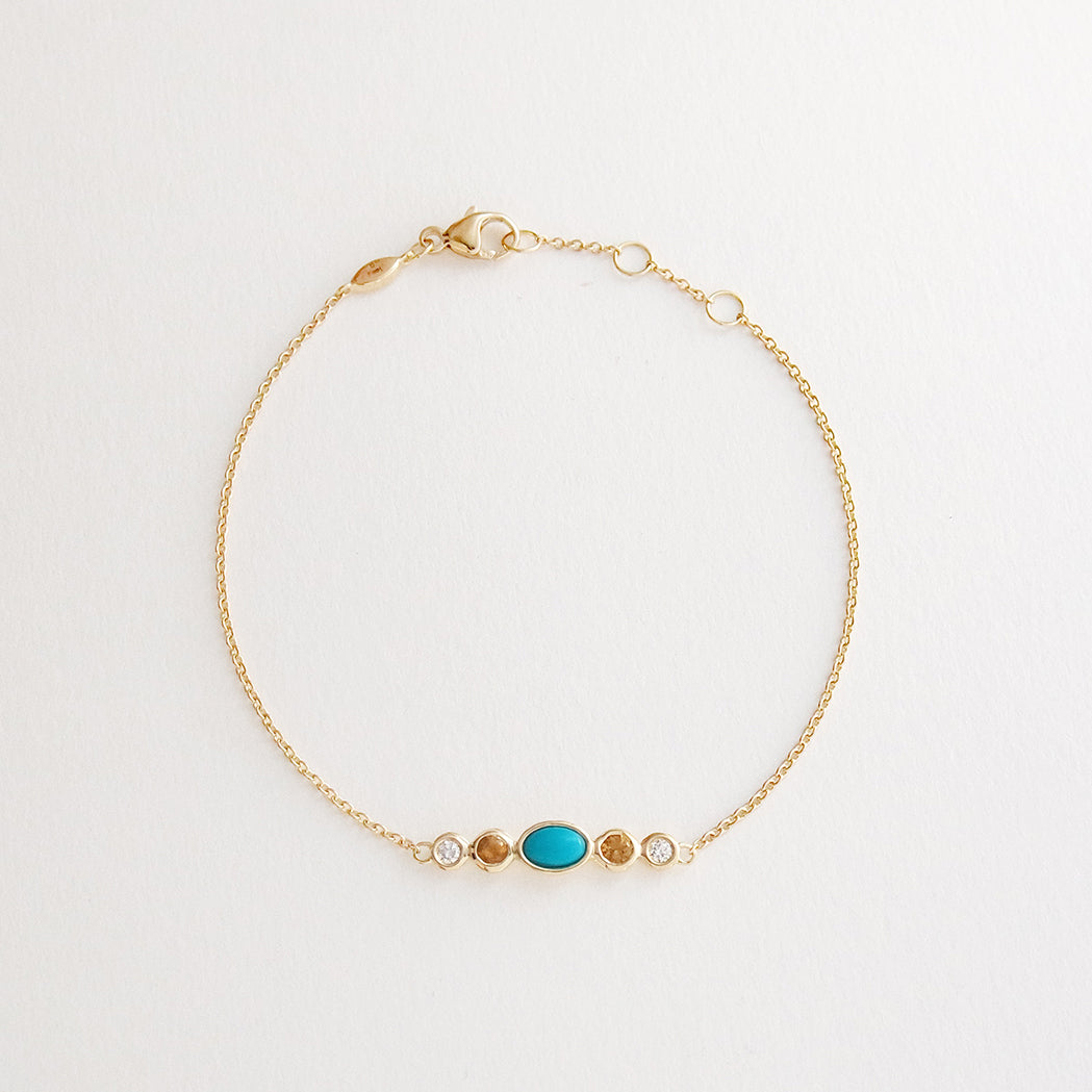 Bracelet Sunset - Or, Turquoise, Citrine et Diamant