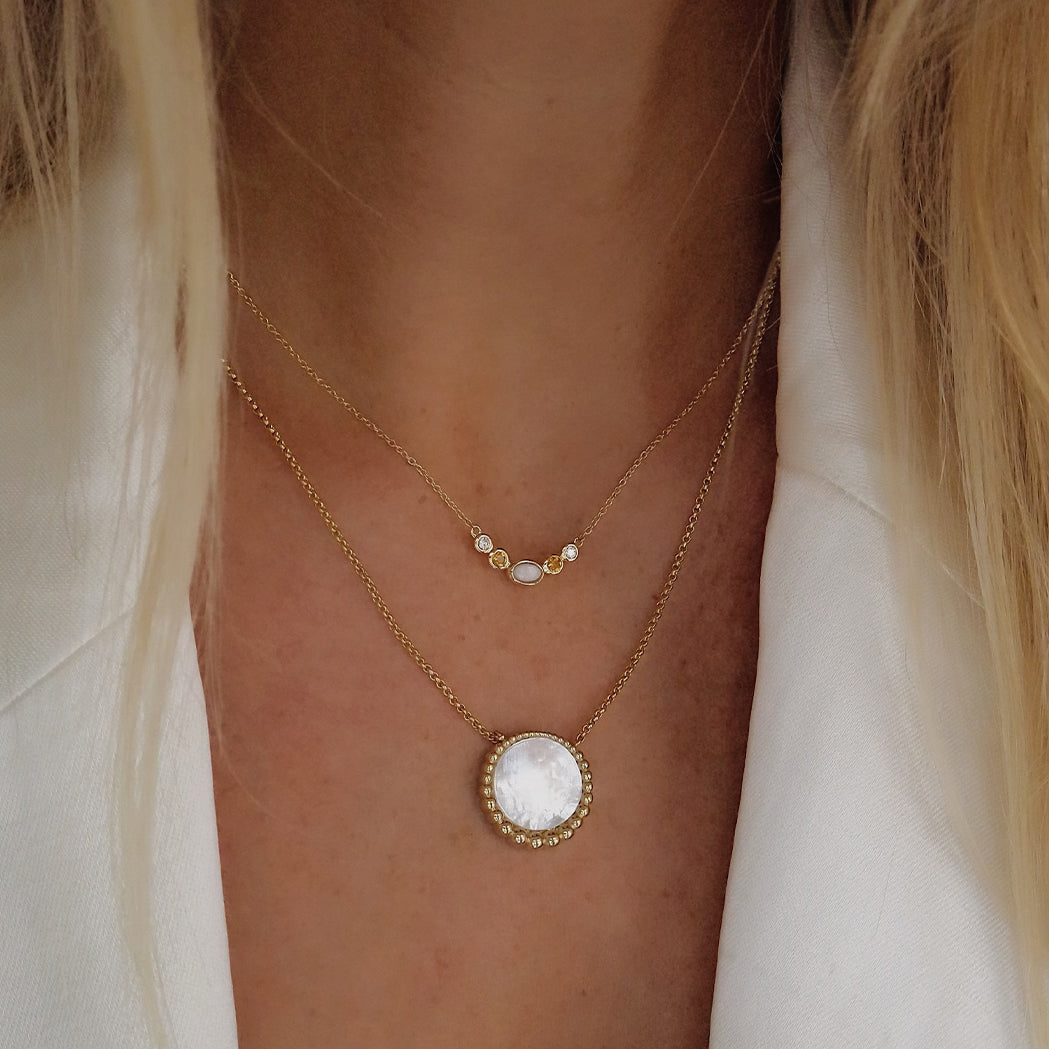 Sunset Halskette - Gold, Opal, Citrin und Diamant