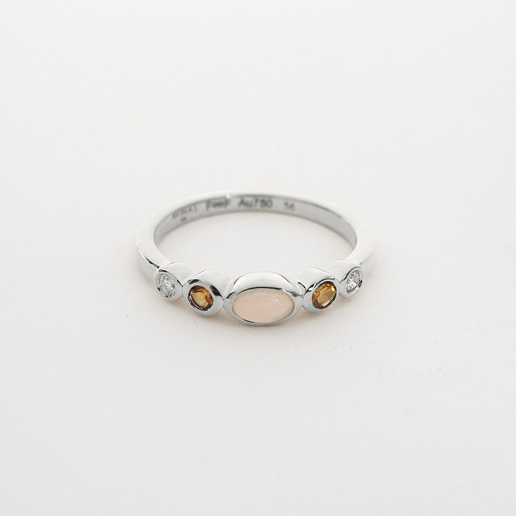 Bague Sunset - Or, Opale, Citrine et Diamant