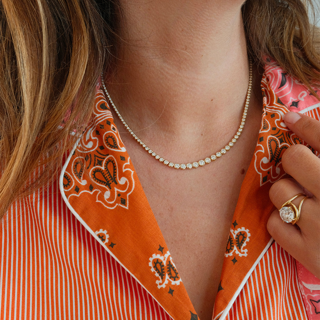 Collier Tennis Round Or & Diamants