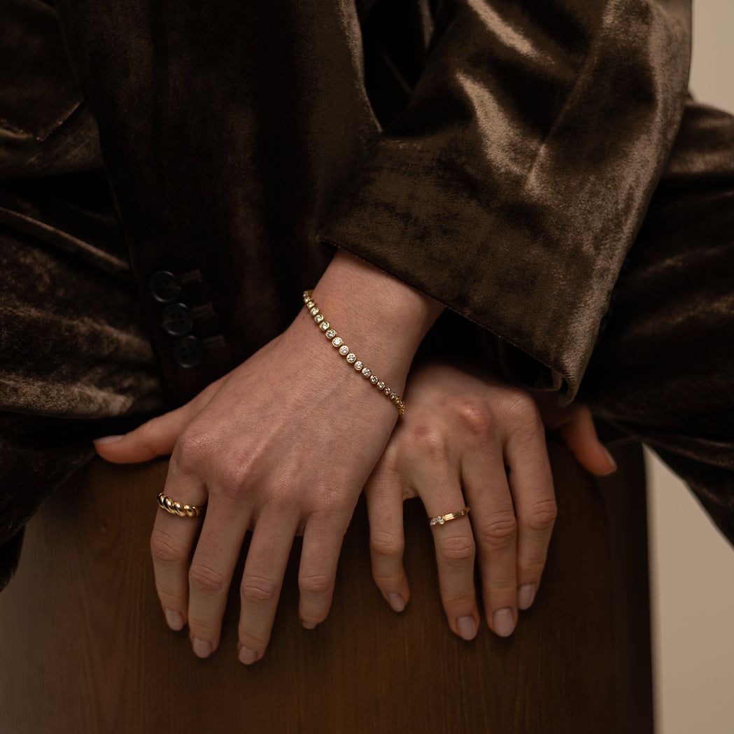 Tennis Round Gold & Diamonds Bracelet