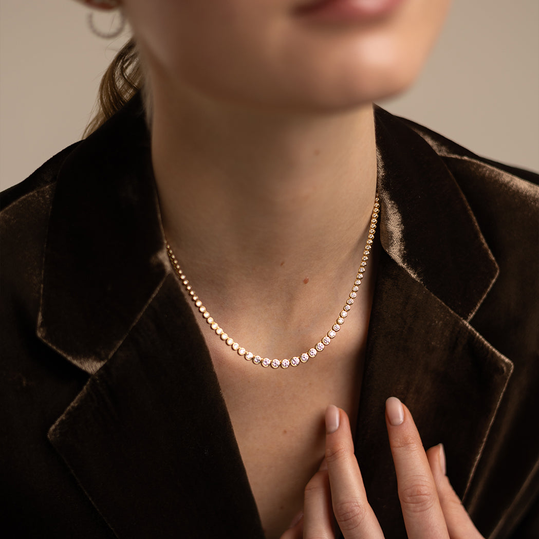 Collier Tennis Round Or & Diamants