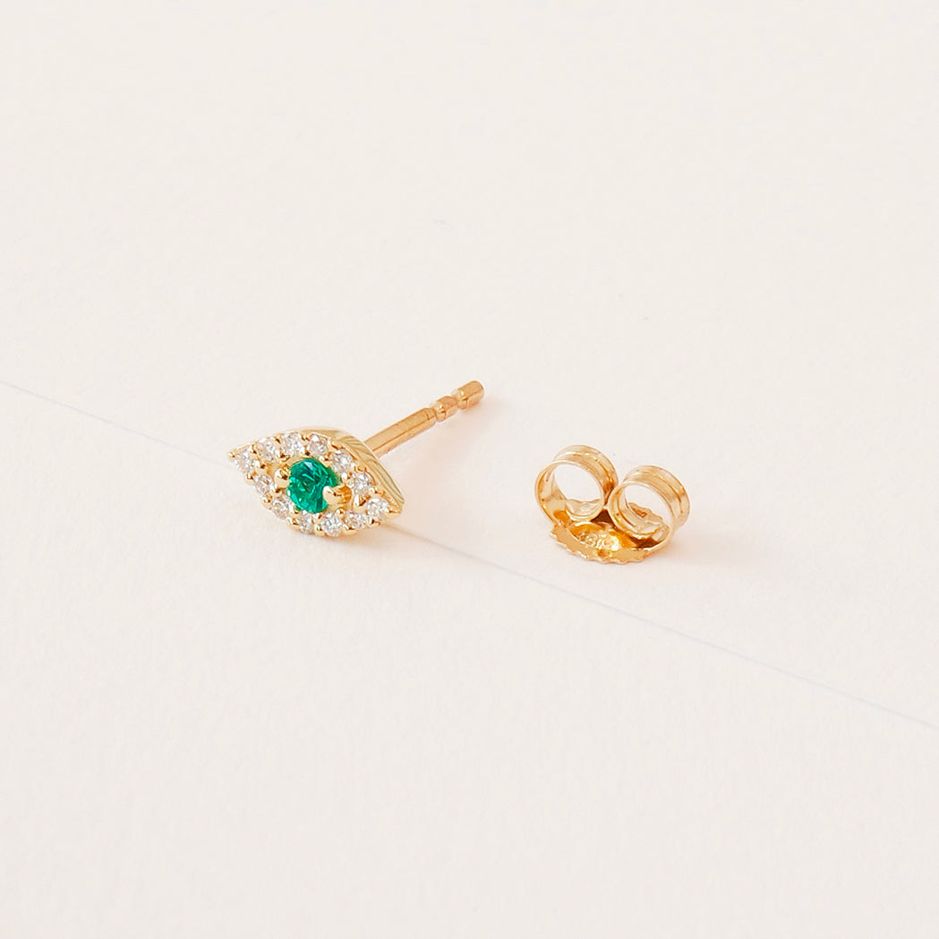 Tiny Eye Gold & Diamonds Single Stud Earring