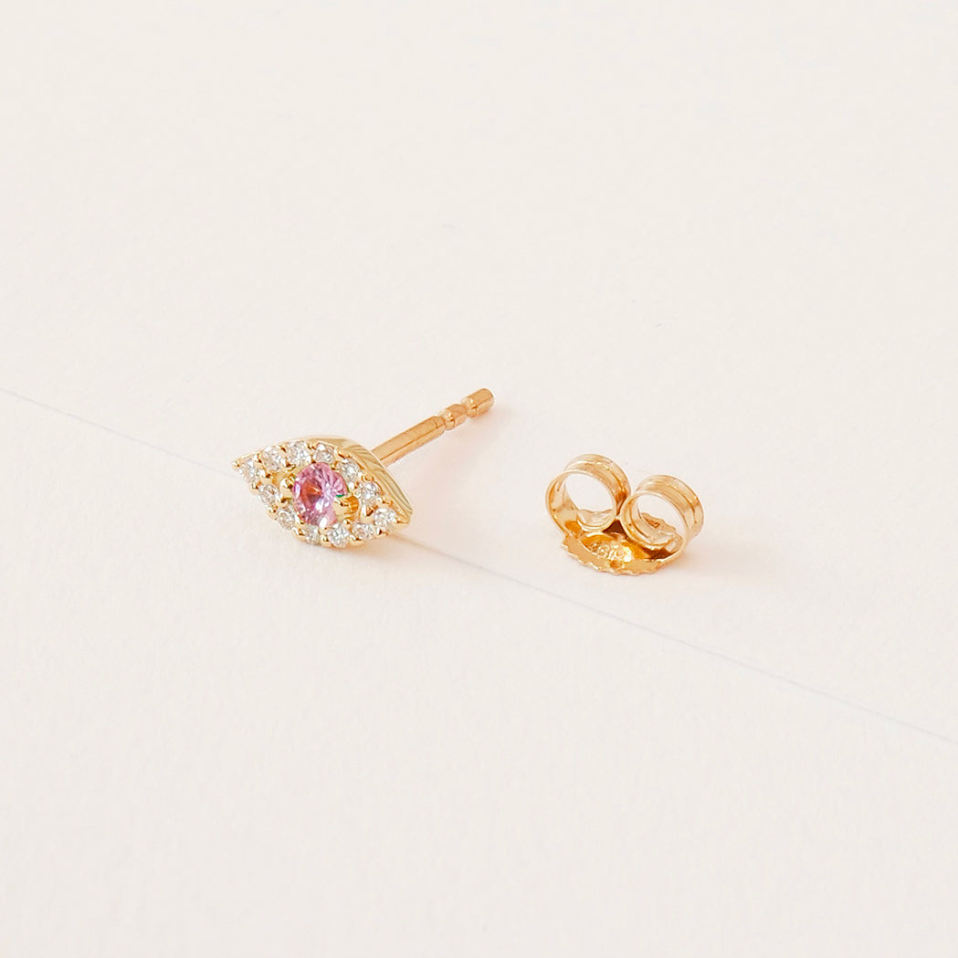 Tiny Eye Gold & Diamonds Single Stud Earring