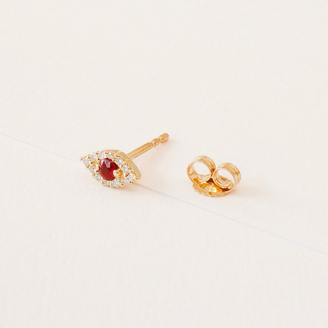 Tiny Eye Gold & Diamonds Single Stud Earring