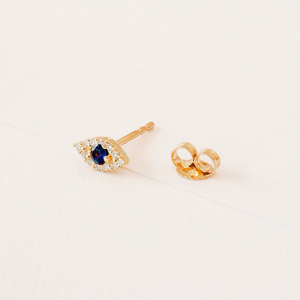 Tiny Eye Gold & Diamonds Single Stud Earring