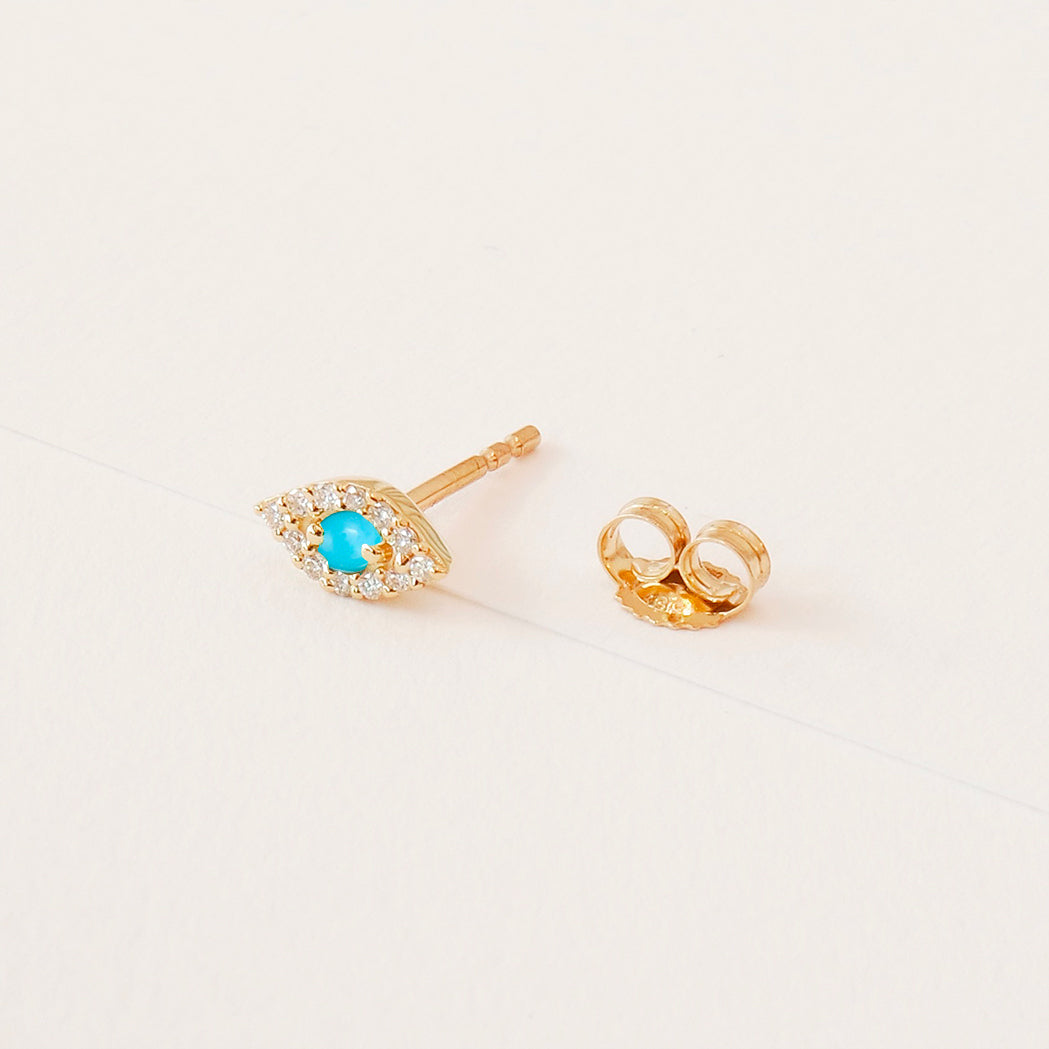 Tiny Eye Gold & Diamonds Single Stud Earring