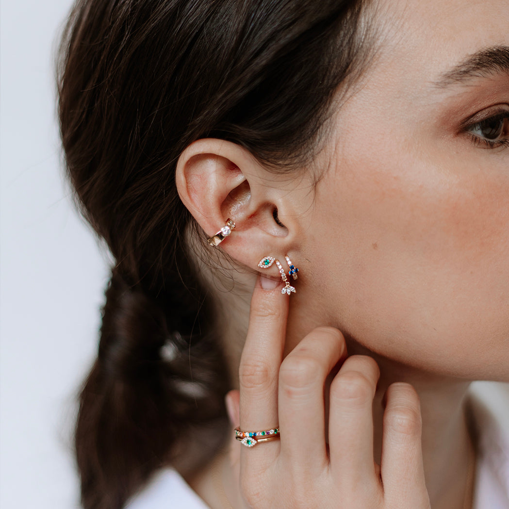 Tiny Eye Gold & Diamonds Single Stud Earring