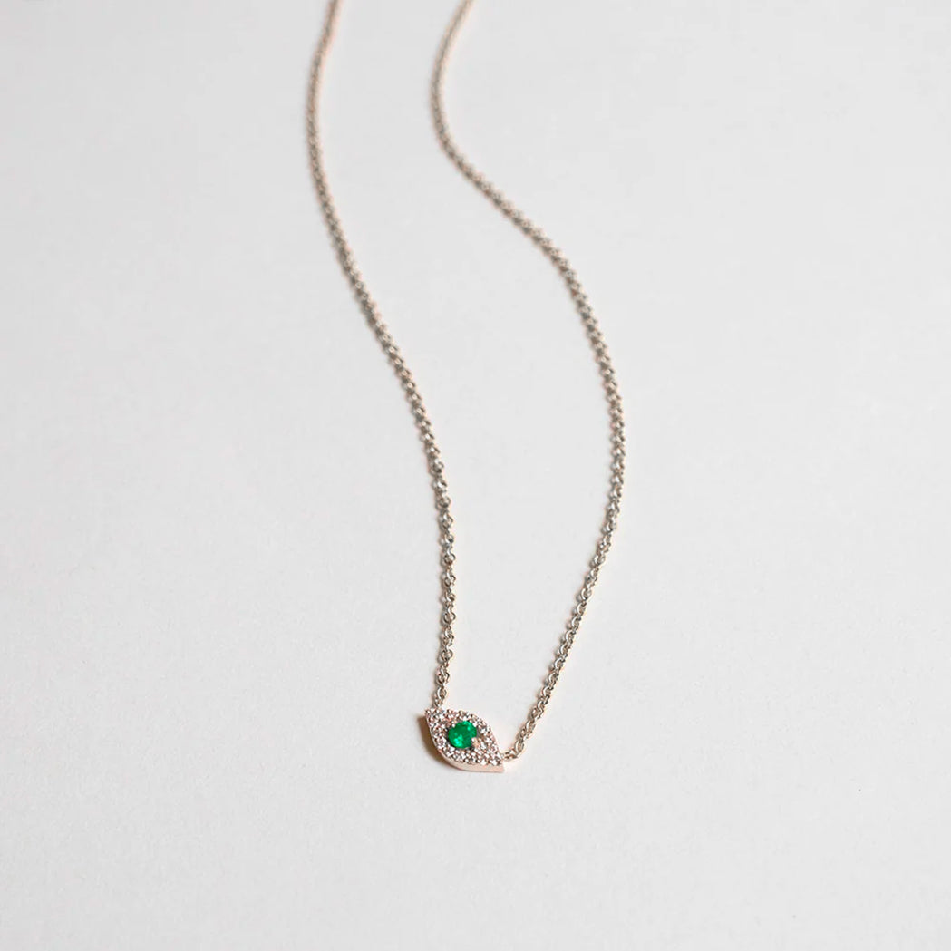 Gold & Diamond Tiny Eye Necklace