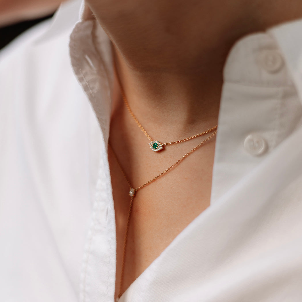 Gold & Diamond Tiny Eye Necklace