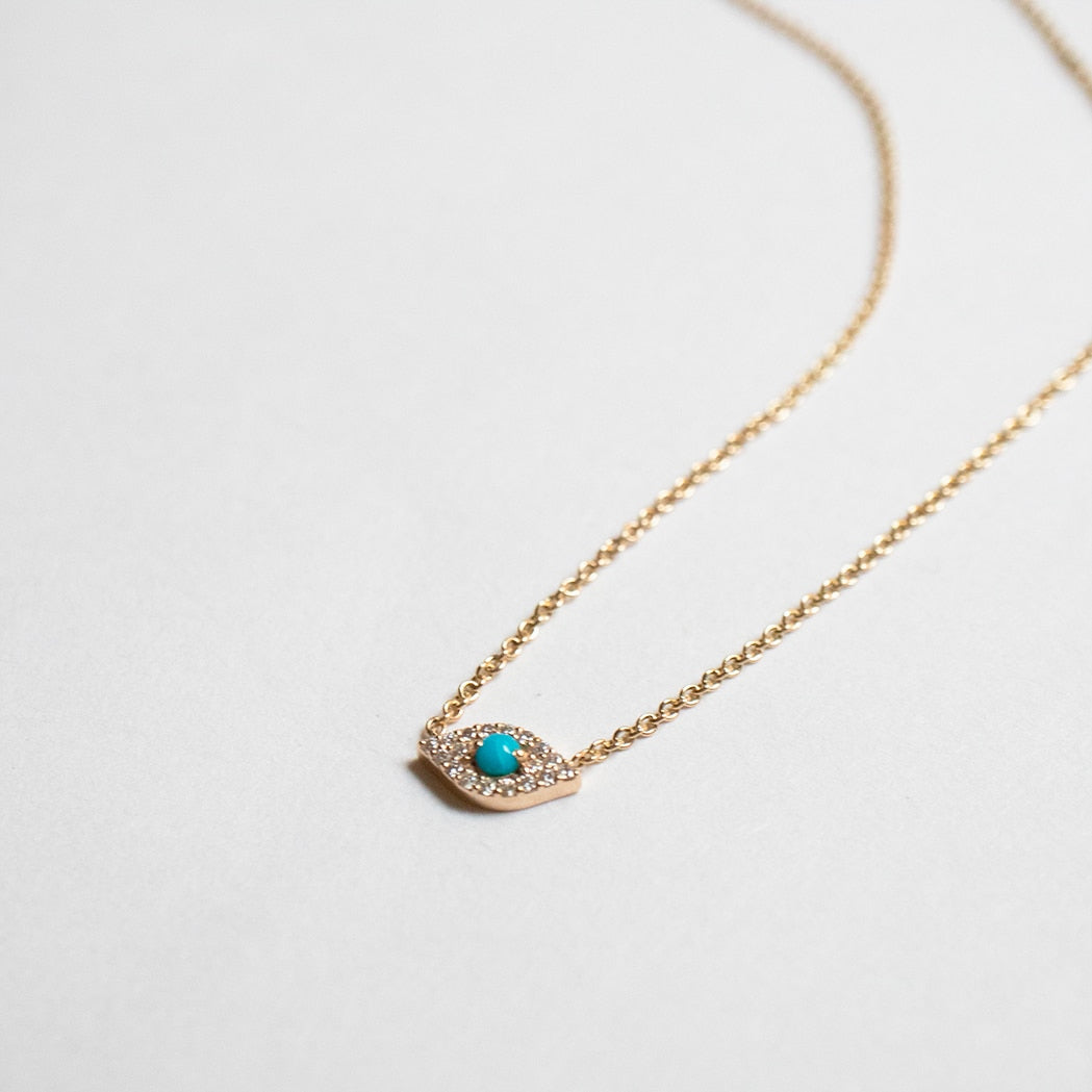 Gold & Diamond Tiny Eye Necklace