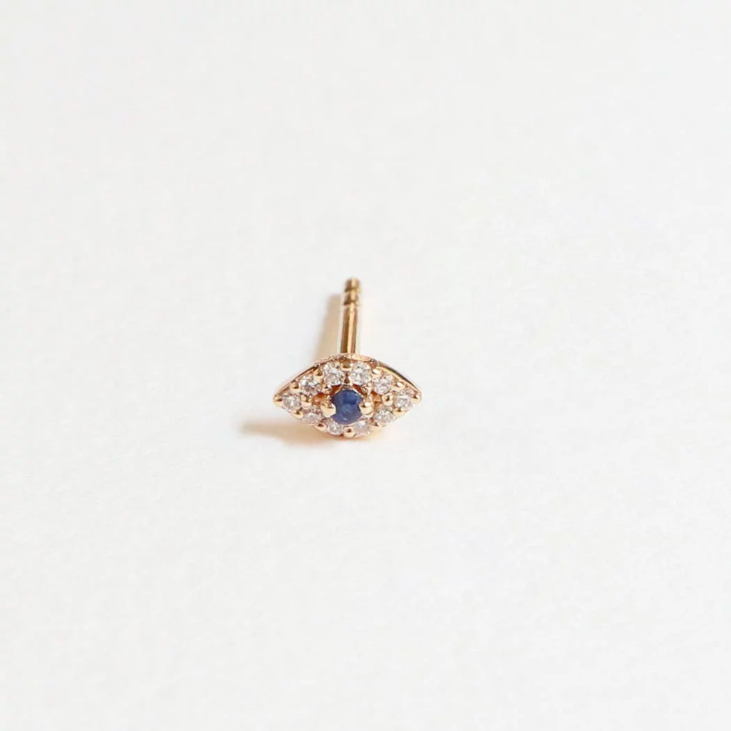 Tiny Eye Gold & Diamonds Single Stud Earring