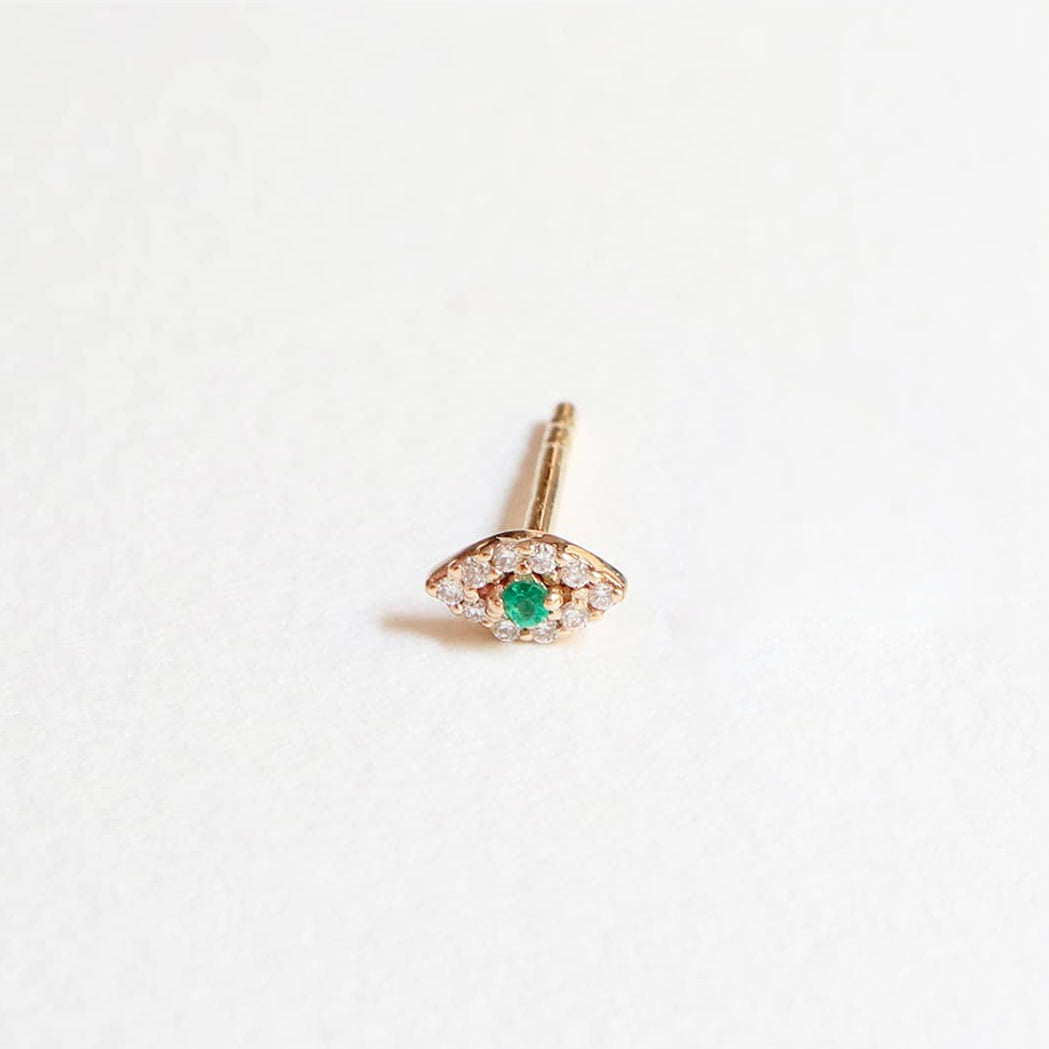 Tiny Eye Gold & Diamonds Single Stud Earring