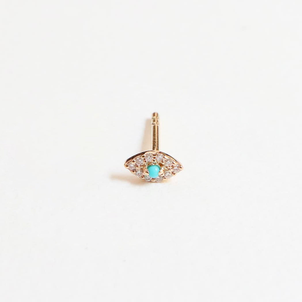Tiny Eye Gold & Diamonds Single Stud Earring