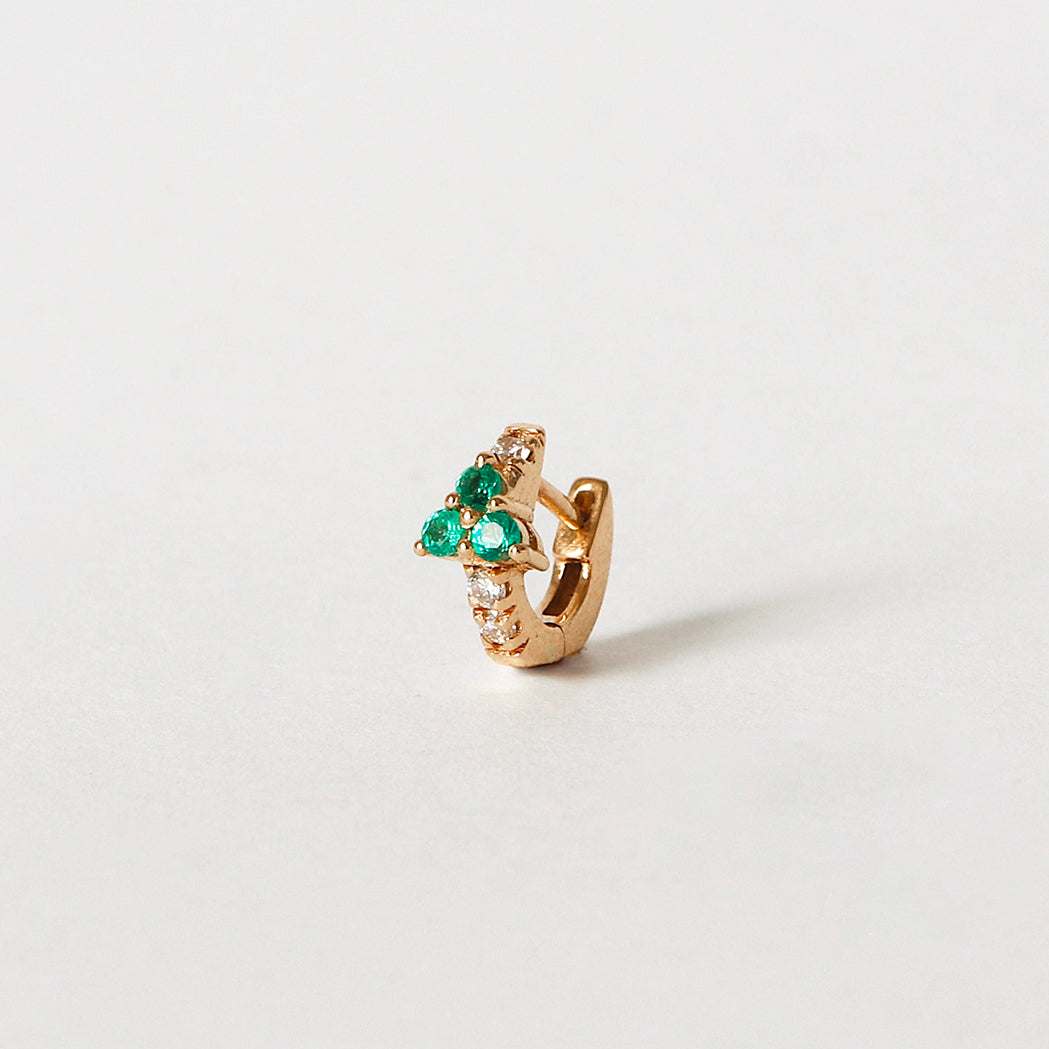 Single Triade Hoops – Gold, Diamonds & Emeralds