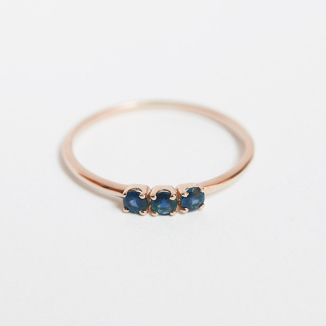 Bague Le Trio Or & Saphir Bleu
