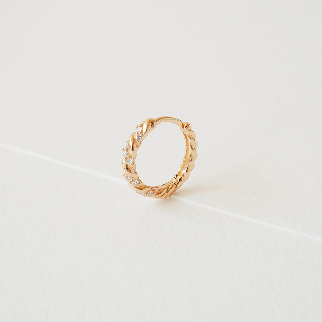 Twist Hoop Earring - Gold & Diamonds - By unit