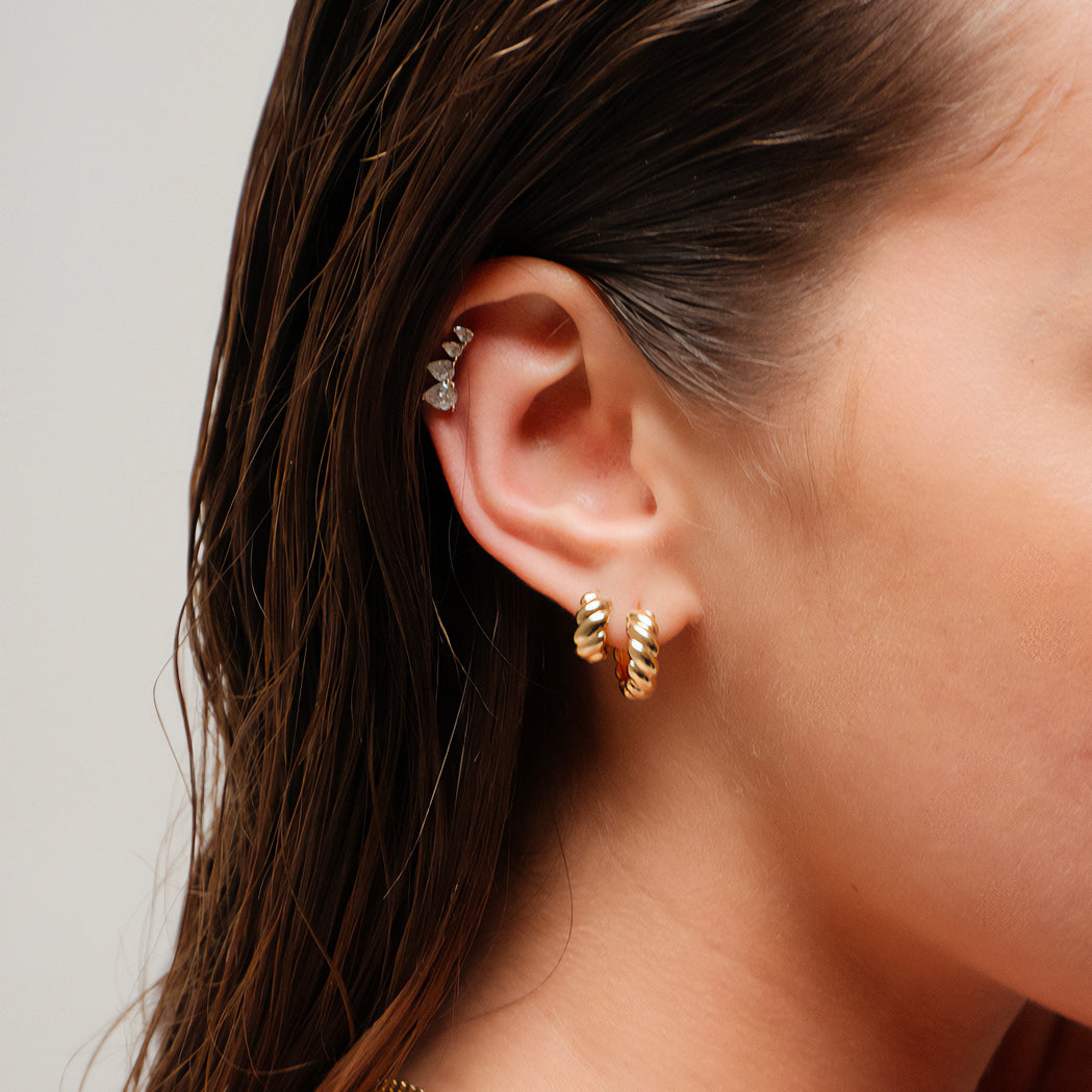 Creolen Ohrringe Weave aus Gold - 8 mm