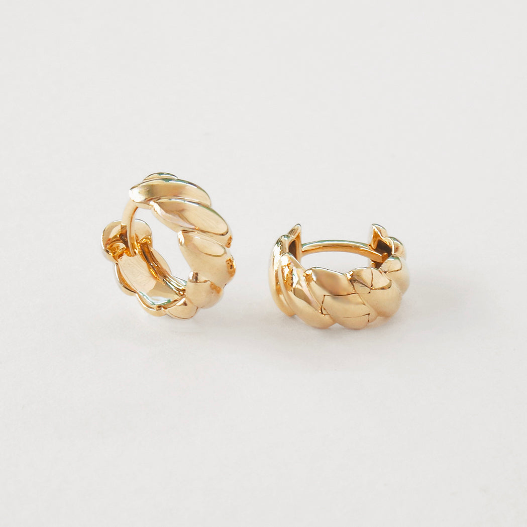 Weave Gold Hoop Earrings - 8 mm