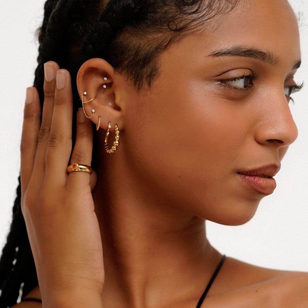 Joane Stud Earring - Gold & Diamonds