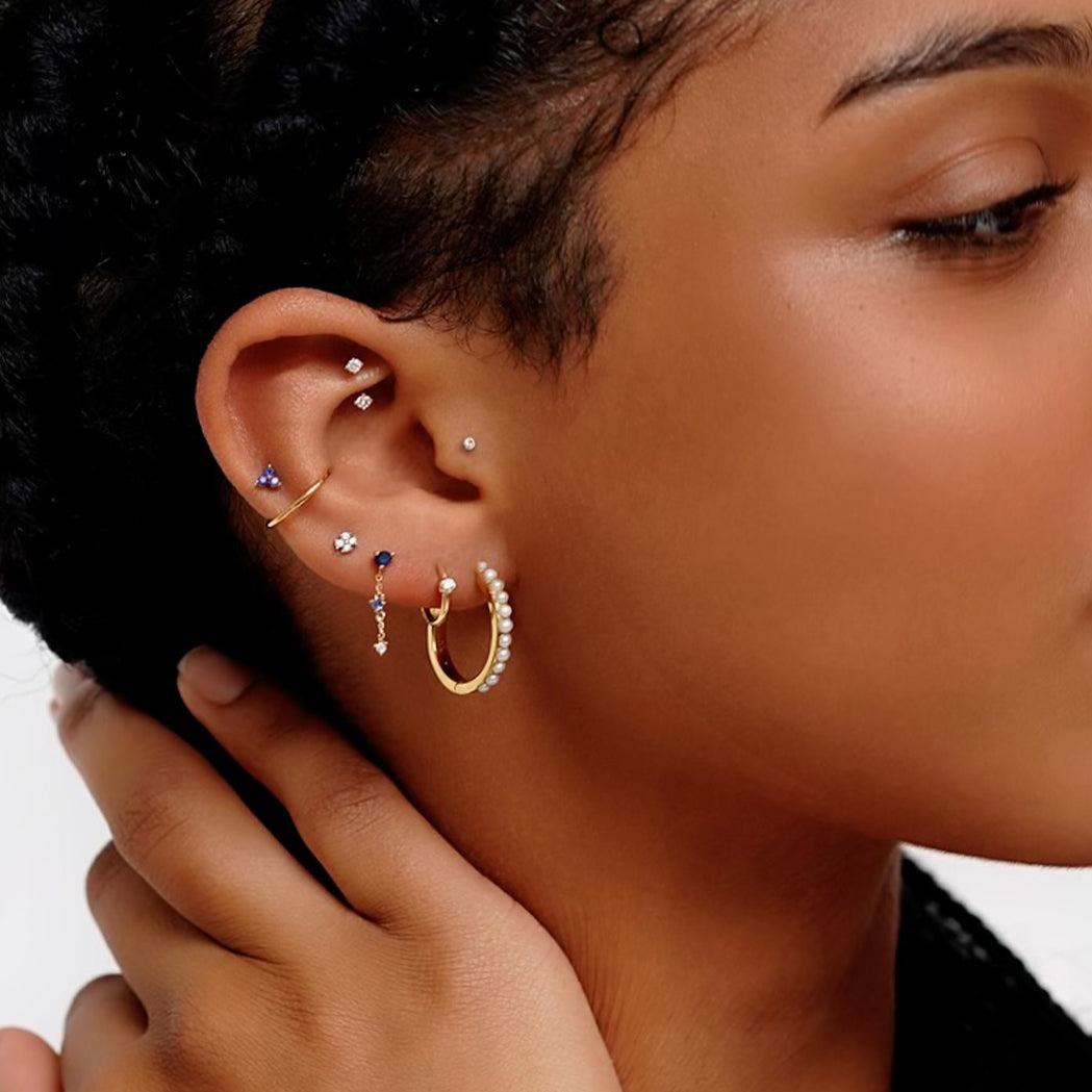 Mini Triade Ear Piercing - Gold & Sapphire