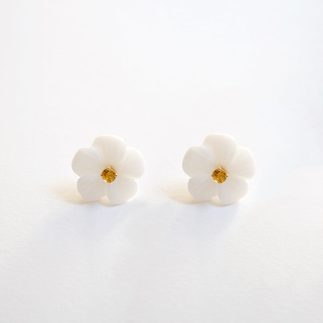 Agate, Gold & Citrine Flower Earrings