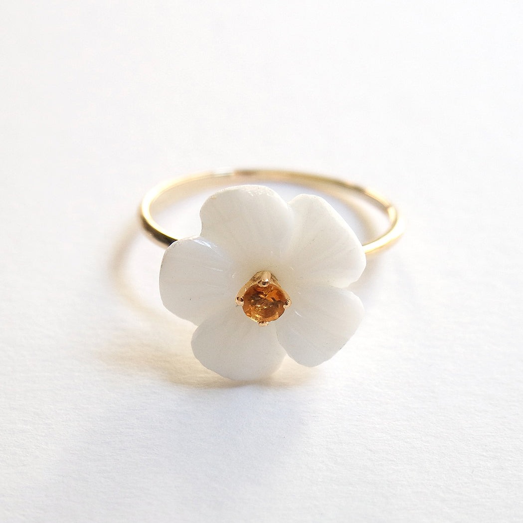 Agate, Gold & Citrine Flower Ring