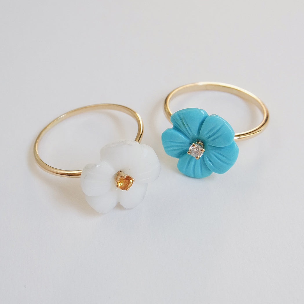 Ring Blume - Achat, Gold & Citrin
